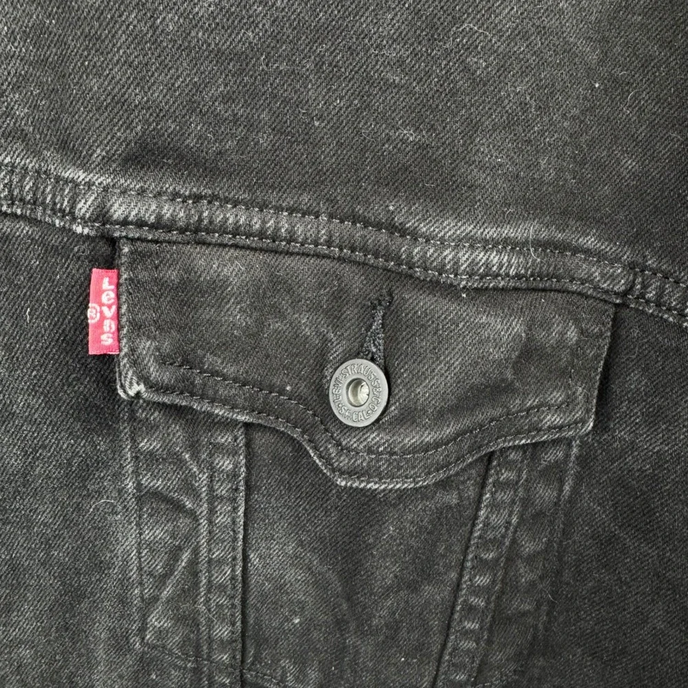 Levis Trucker Jacket Mens 3XL Black Graphic Sleeve Streetwear Custom Denim
